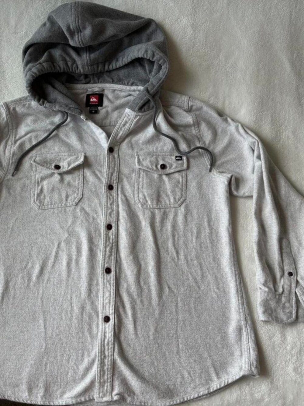 Quiksilver Men's Grey and off-white Hoodie